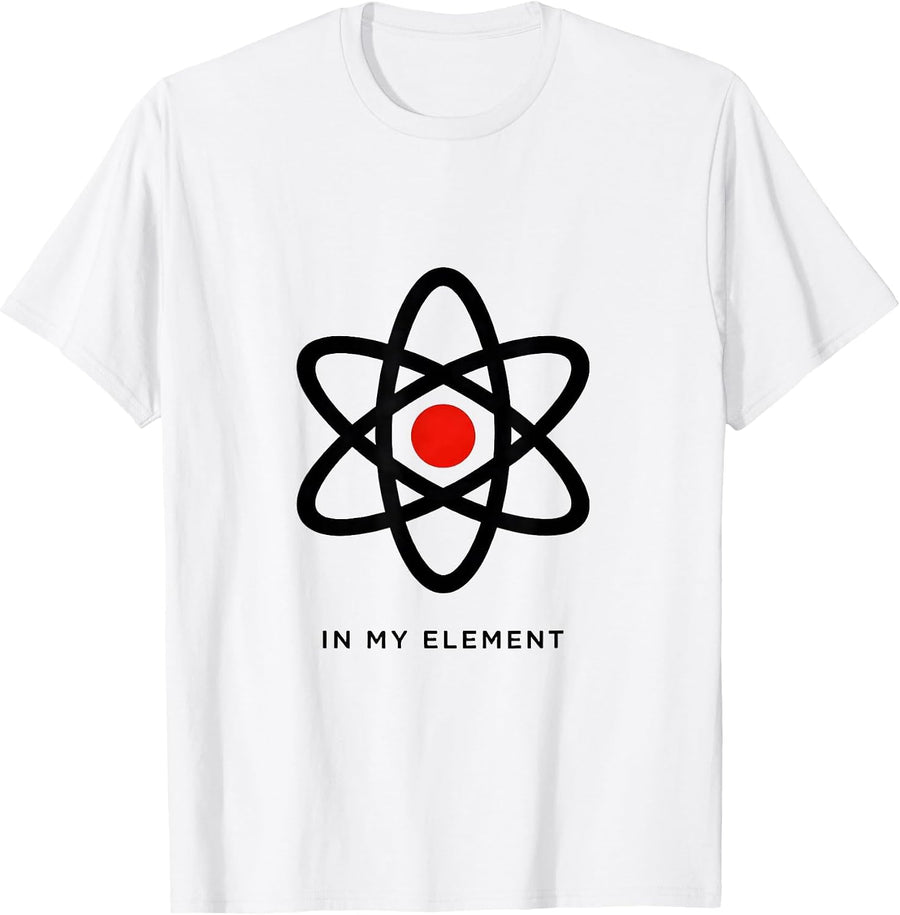 Men's In My Element Minimalist Atom Chemistry Nerd Humor Science T-Shirt - White