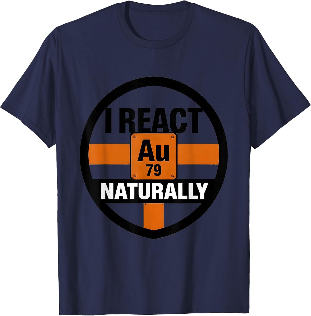 Men's I React Naturally Funny Chemistry Teacher Science Student T-Shirt - Navy Blue