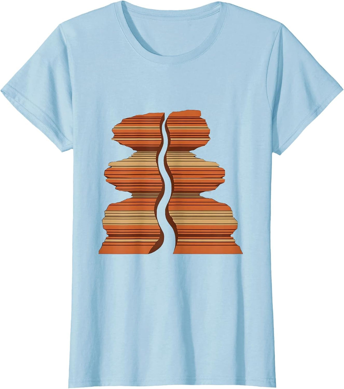 River Canyon Geological Layers Graphic Design T-Shirt - Baby Blue