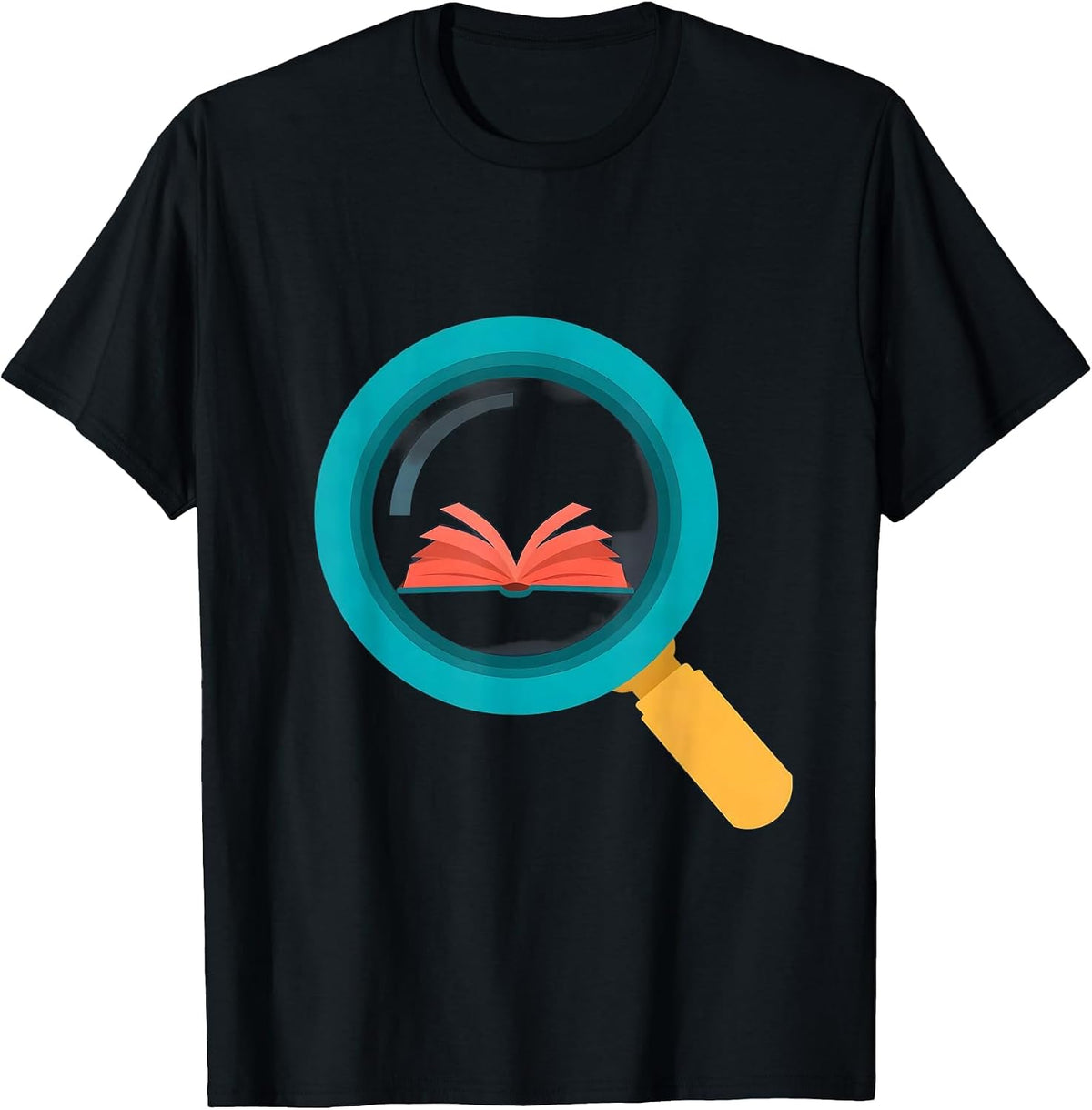 Men's 4th Grade Teacher Magnifying Glass Book Design T-Shirt - Black