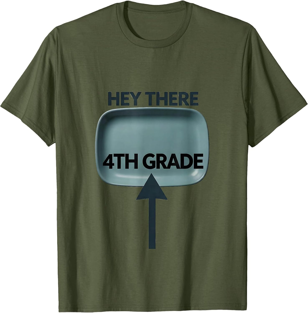 Men's Hey There, 4th Grade Funny Teacher Back To School Crew T-Shirt - Olive Green