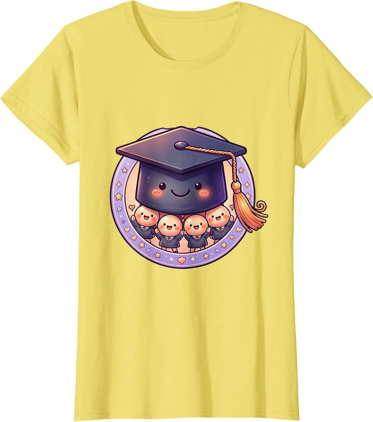 Women's 4th Grade Teacher Graduation Cap Students Gift T-Shirt - Lemon Yellow