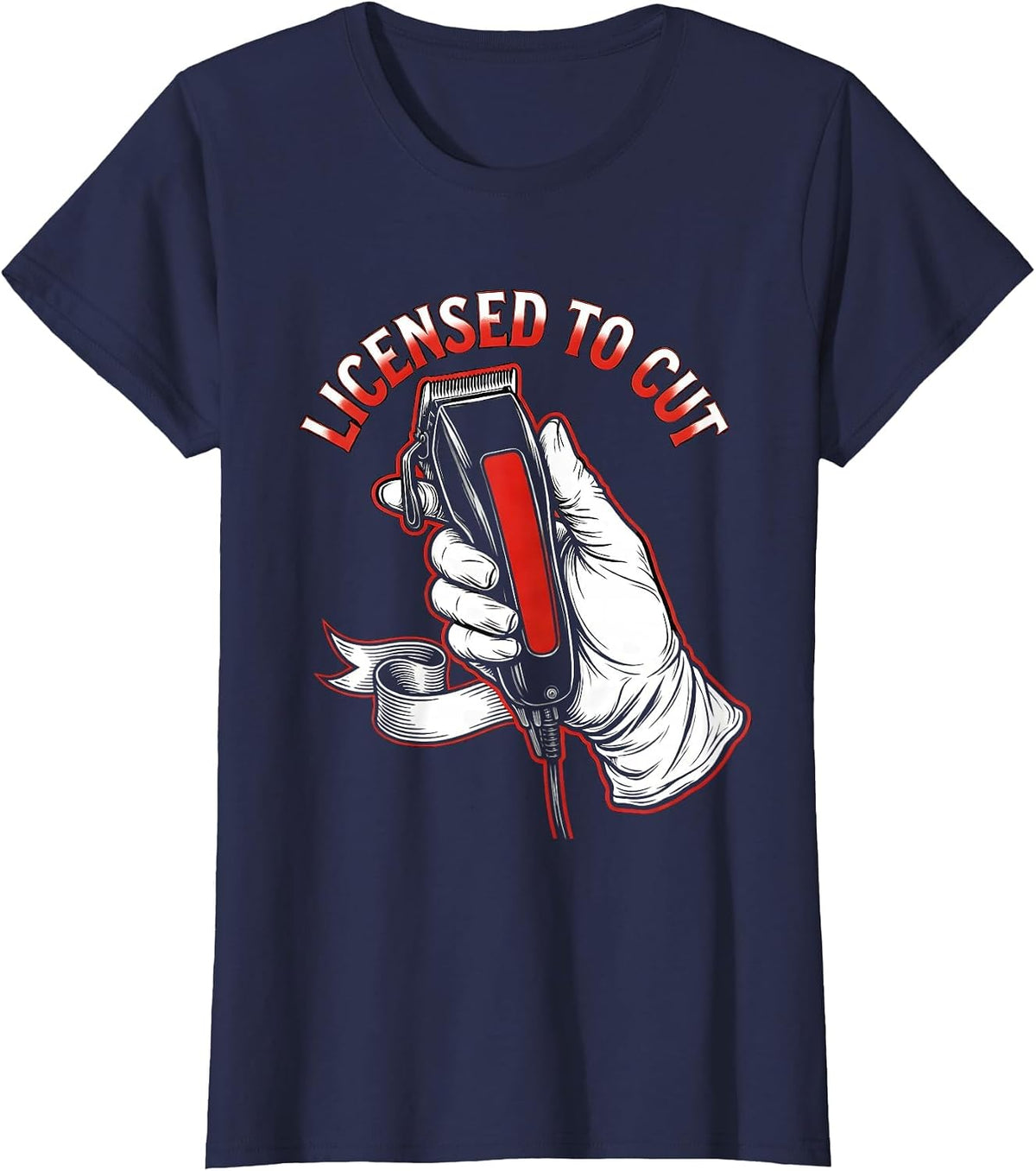Women's Licensed To Cut Tattoo Barber Hairdresser Humor T-Shirt - Navy Blue
