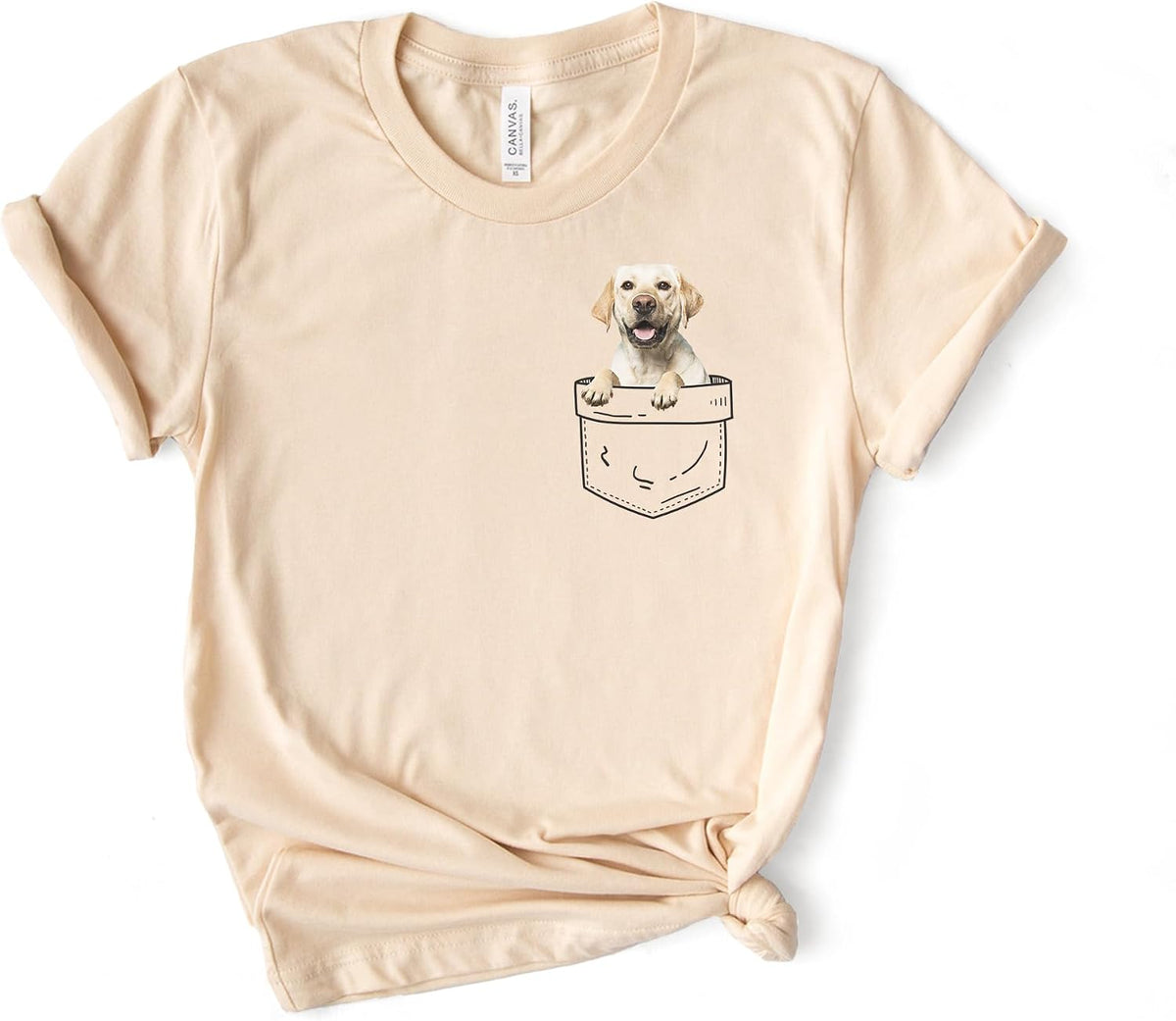 Pocket Labrador Dog Shirt, Bella Canvas® Soft-Feel Unisex Tee - Soft Cream