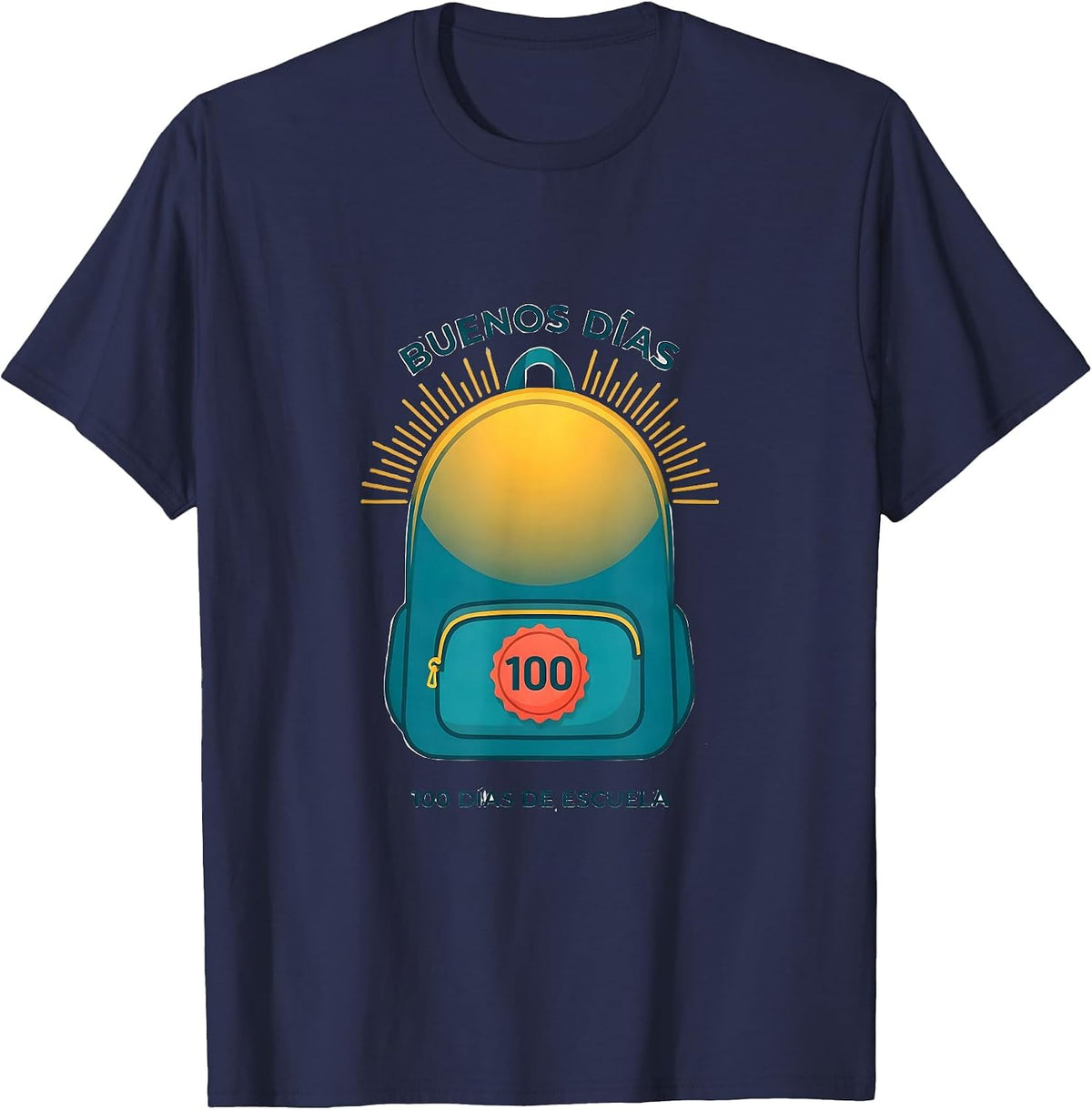 Men's Buenos días, 100 días de escuela Spanish Teacher 100th Day T-Shirt - Navy Blue