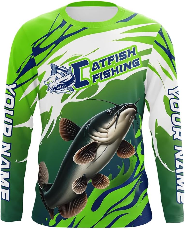 Catfish Fishing Custom Long Sleeve Fishing Shirts, Catfish Fishing Tournament Shirts Fishing Jerseys - Long Sleeves Upf