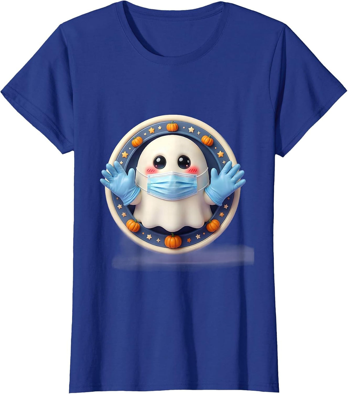 Women's Halloween Ghost Surgeon Underscrub Design T-Shirt - Royal Blue