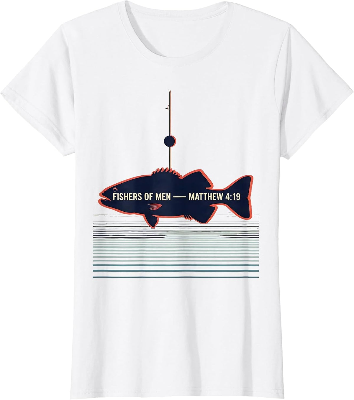 Women's Fishers Of Men Matthew 4:19 Bass Silhouette Christian T-Shirt - White