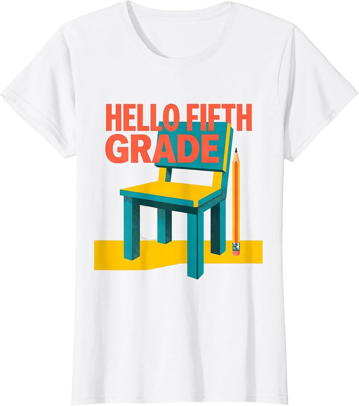 Hello Fifth Grade Geometric Back To School Teacher Student T-Shirt - White