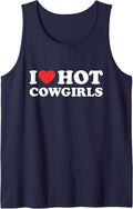 I Love Hot Cowgirls Funny I Heart Hot Cowgirls Lover Gift Sleeveless Tank Top - Navy Blue