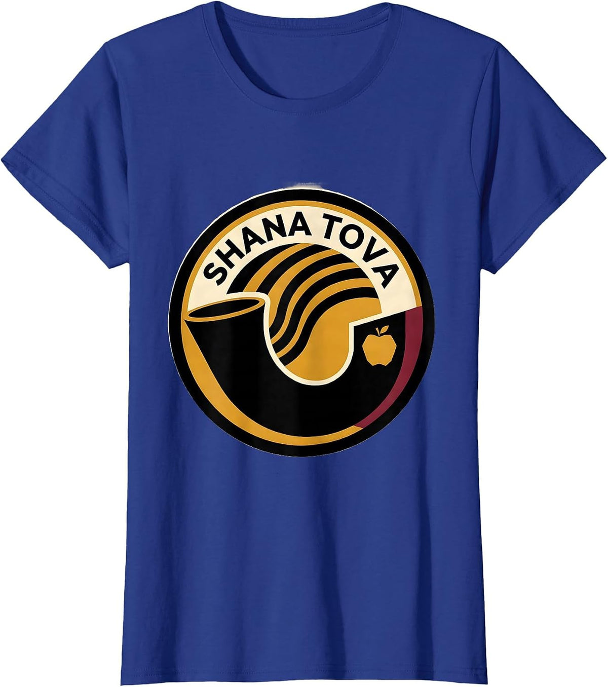 Women's Shana Tova Geometric Jewish New Year Apple Honey Shofar T-Shirt - Royal Blue