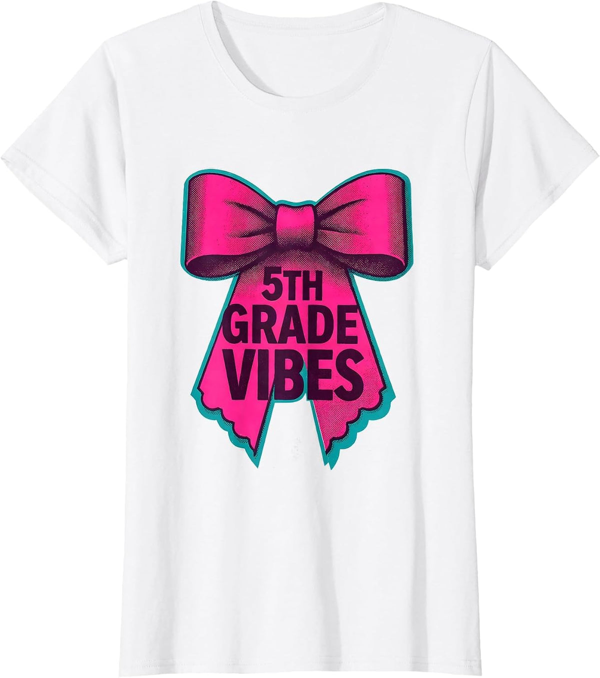 5th Grade Vibes Coquette Bow Back to School Fifth Grade T-Shirt - White