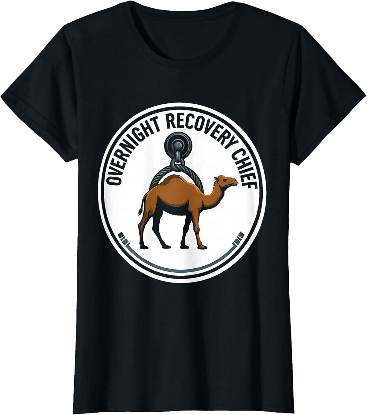Overnight Recovery Chief Raunchy Tow Truck Hump Day Humor T-Shirt - Black