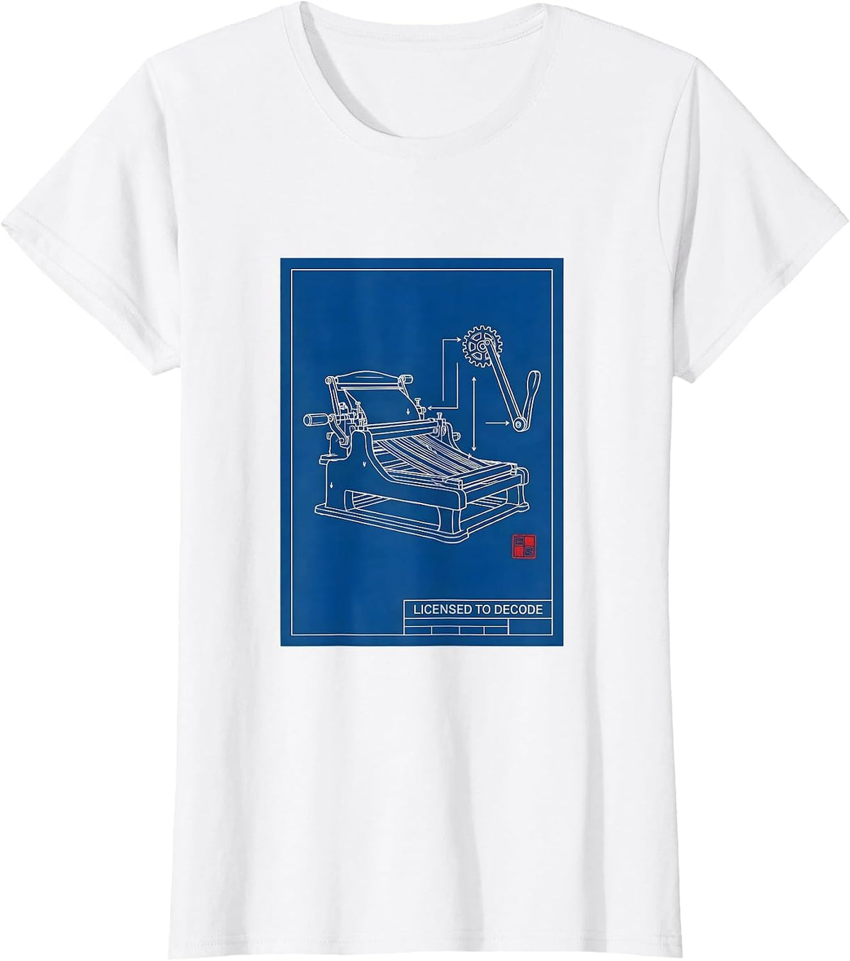 Women's Licensed To Decode Technical Blueprint Dyslexia Teacher T-Shirt - White