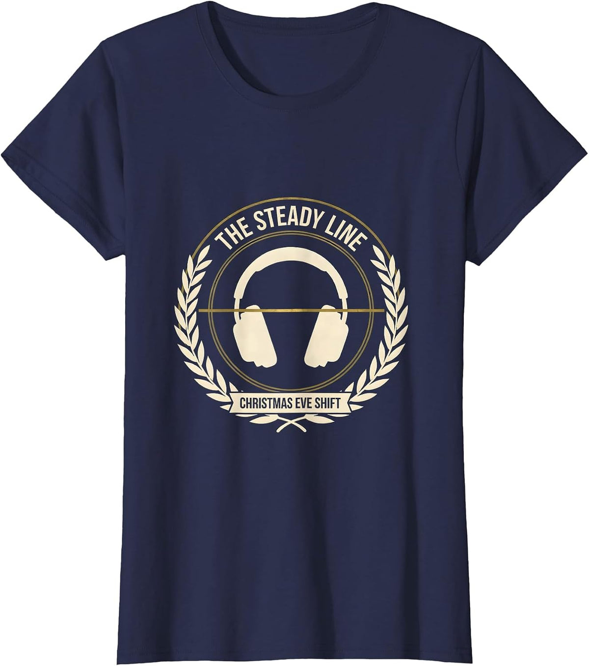 Women's The Steady Line Christmas Eve Shift Funny 911 Dispatcher T-Shirt - Navy Blue