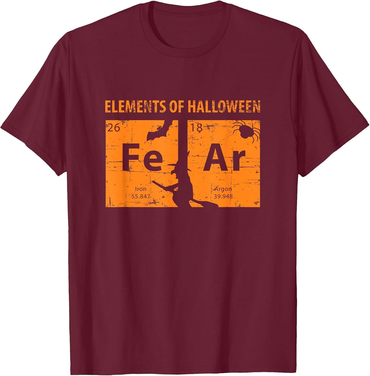 Elements of Halloween Tee (Fear) Periodically T-Shirt T-Shirt - Burgundy