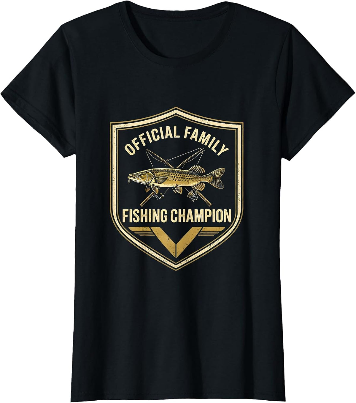 Women's Official Family Fishing Champion Funny Fishing Humor Gift T-Shirt - Black