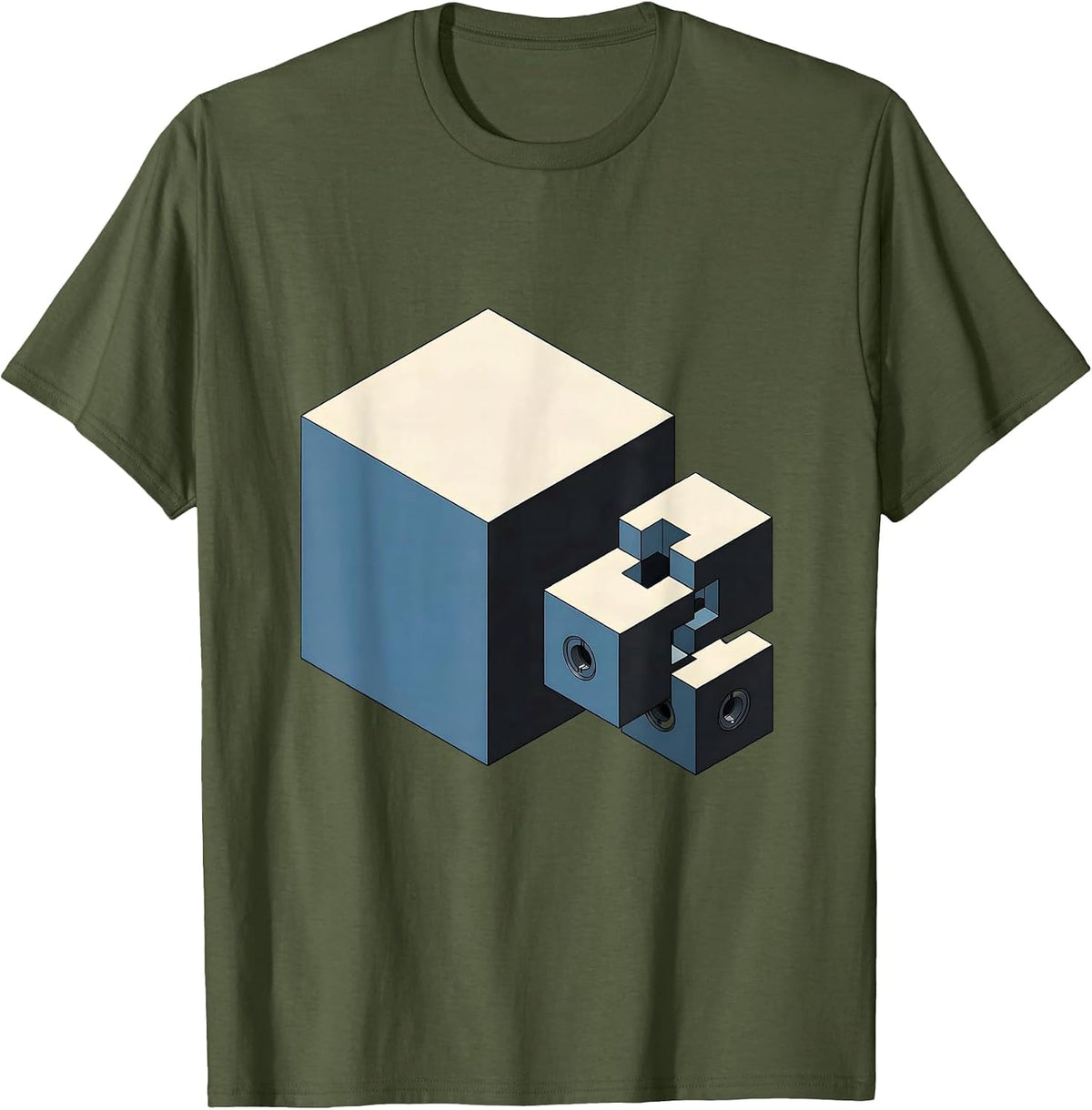 Isometric Cube Element Block Chemistry Humor T-Shirt - Olive Green