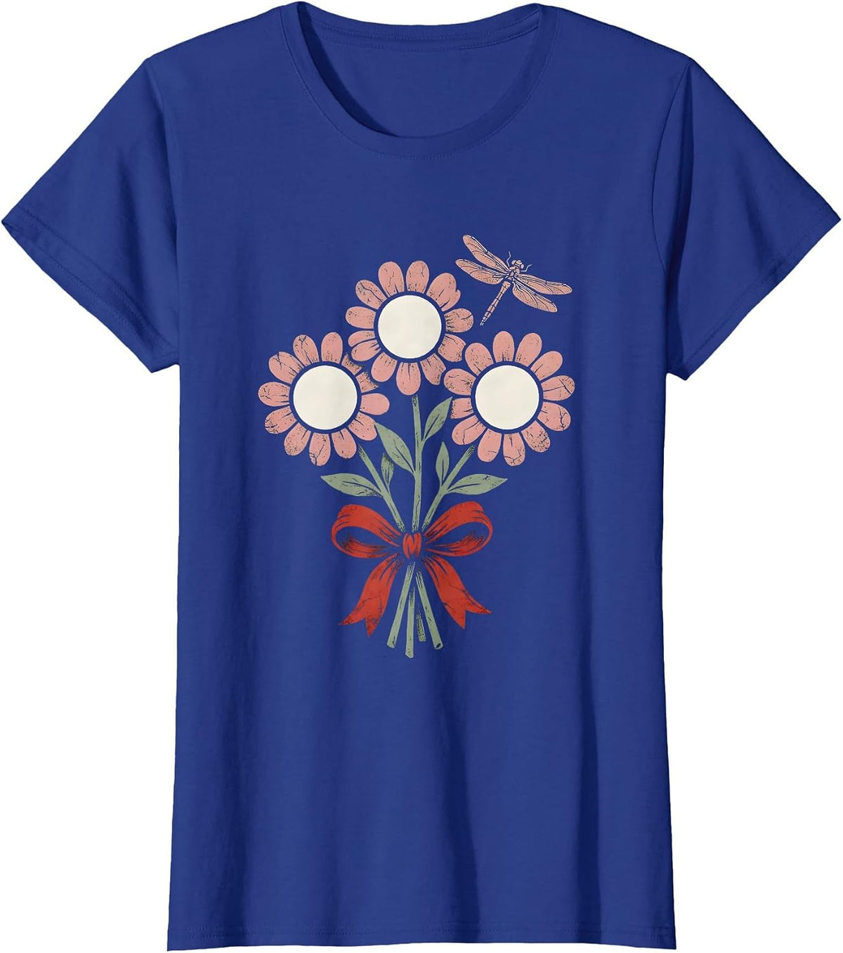 Women's Floral Bouquet Letter Tiles Dyslexia Awareness Teacher T-Shirt - Royal Blue