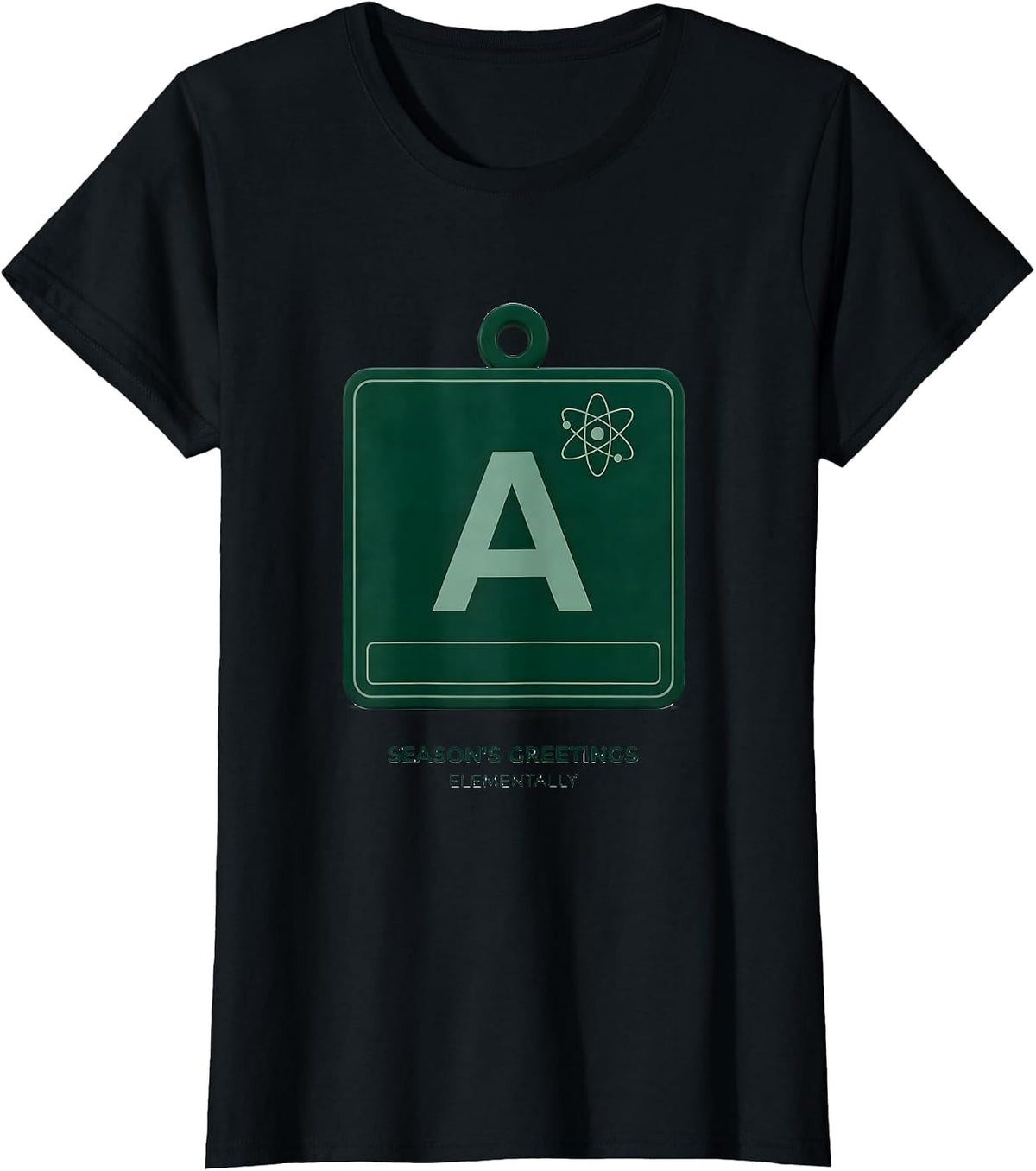 Women's Season's Greetings Elementally Funny Chemistry Nerd Humor T-Shirt - Black