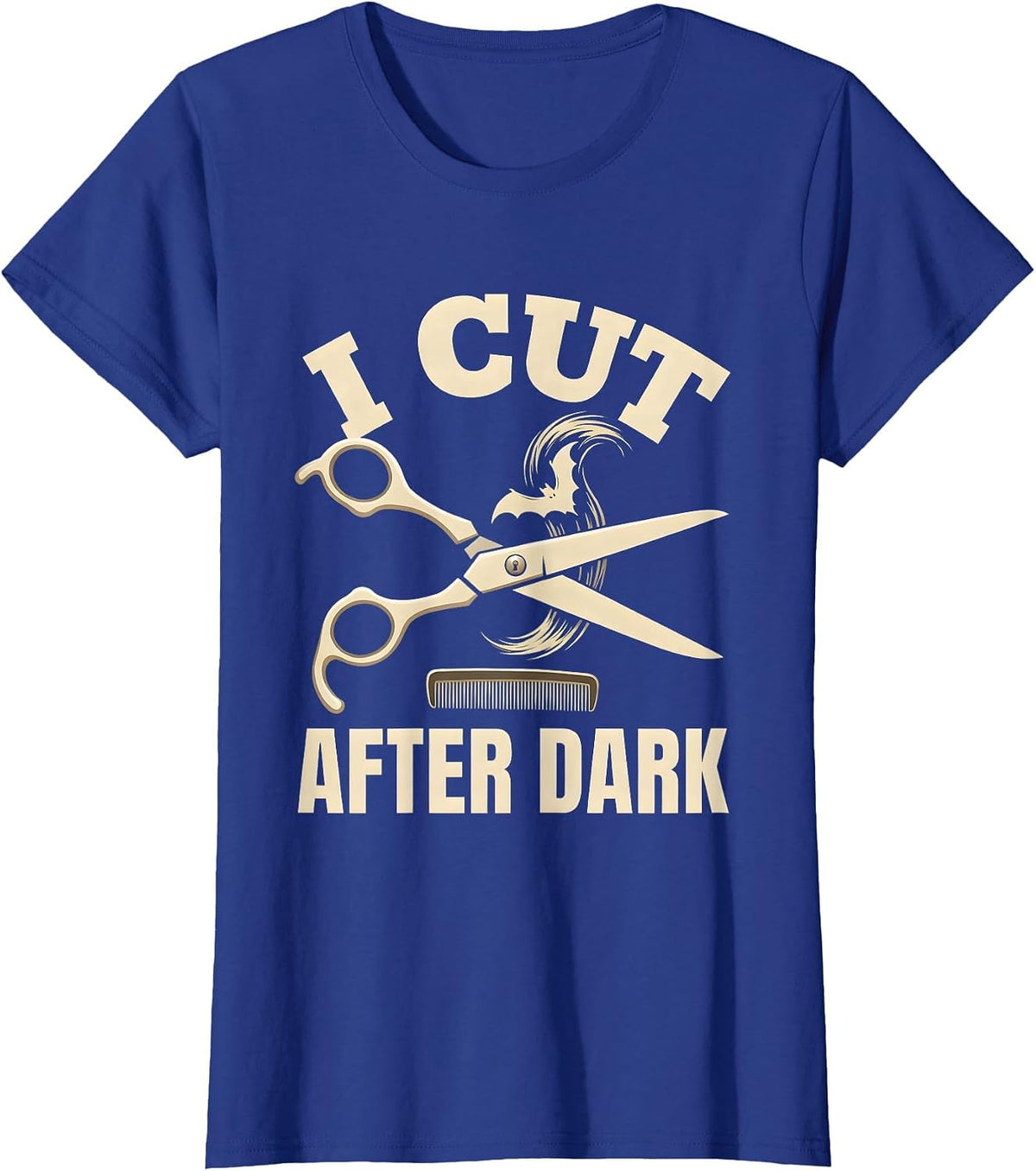 Women's I Cut After Dark Silly Skeleton Halloween Hairstylist Barber T-Shirt - Royal Blue