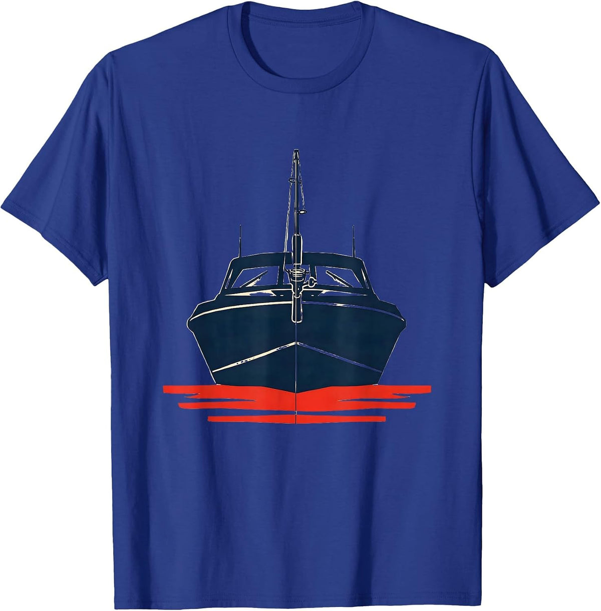 Men's Bass Boat Cross Stencil Christian Fishing Humor T-Shirt - Royal Blue