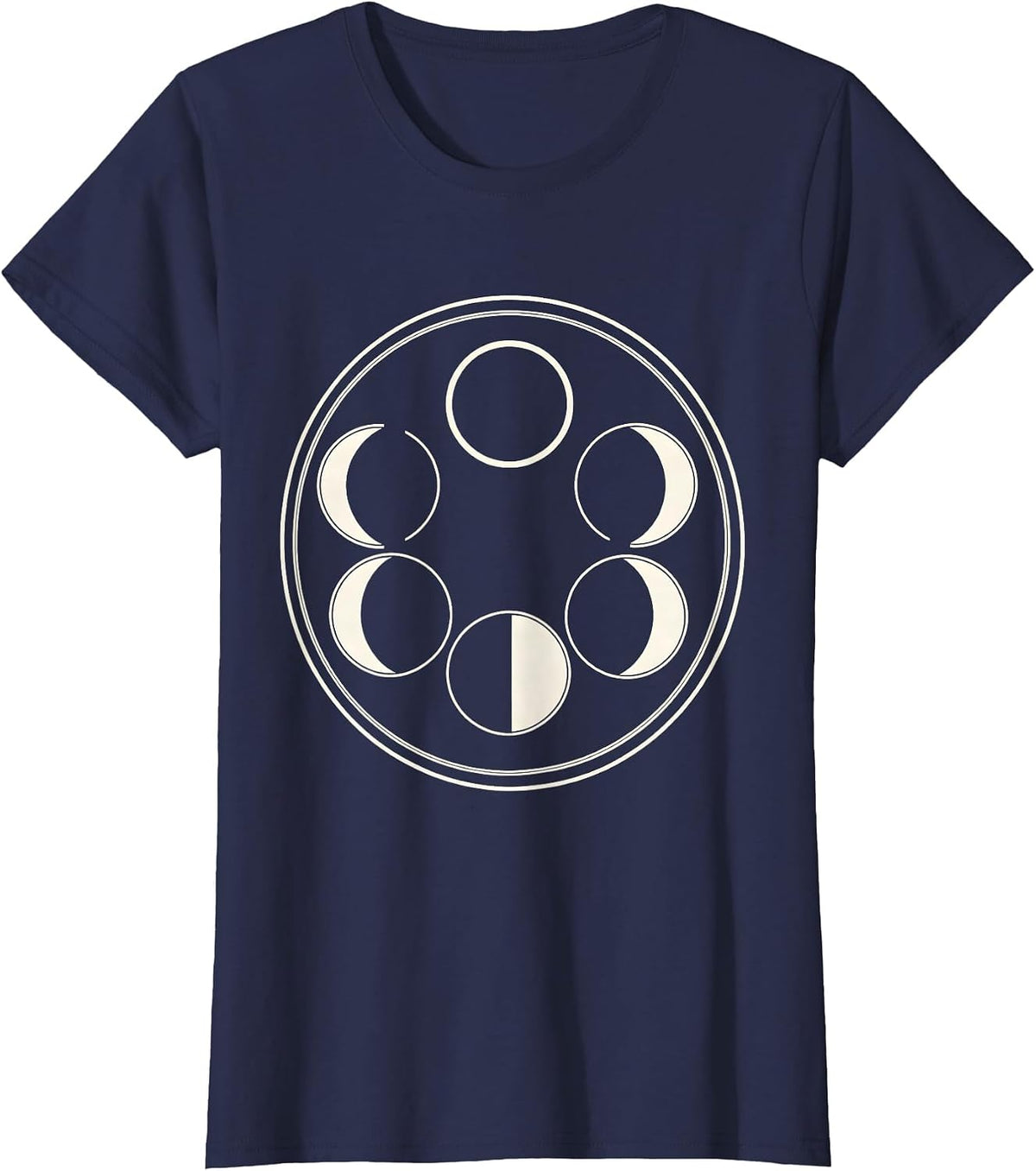 Women's Moon Phase Lunar Cycle Astronomy Celestial Gift T-Shirt - Navy Blue