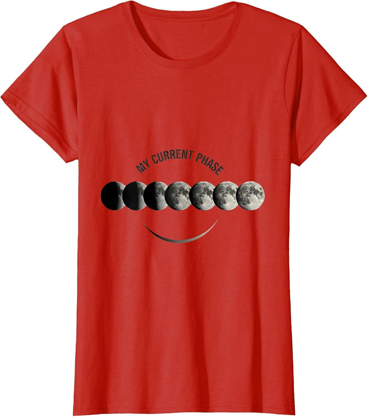 My Current Phase Monochromatic Moon Phase Astronomy T-Shirt - Red