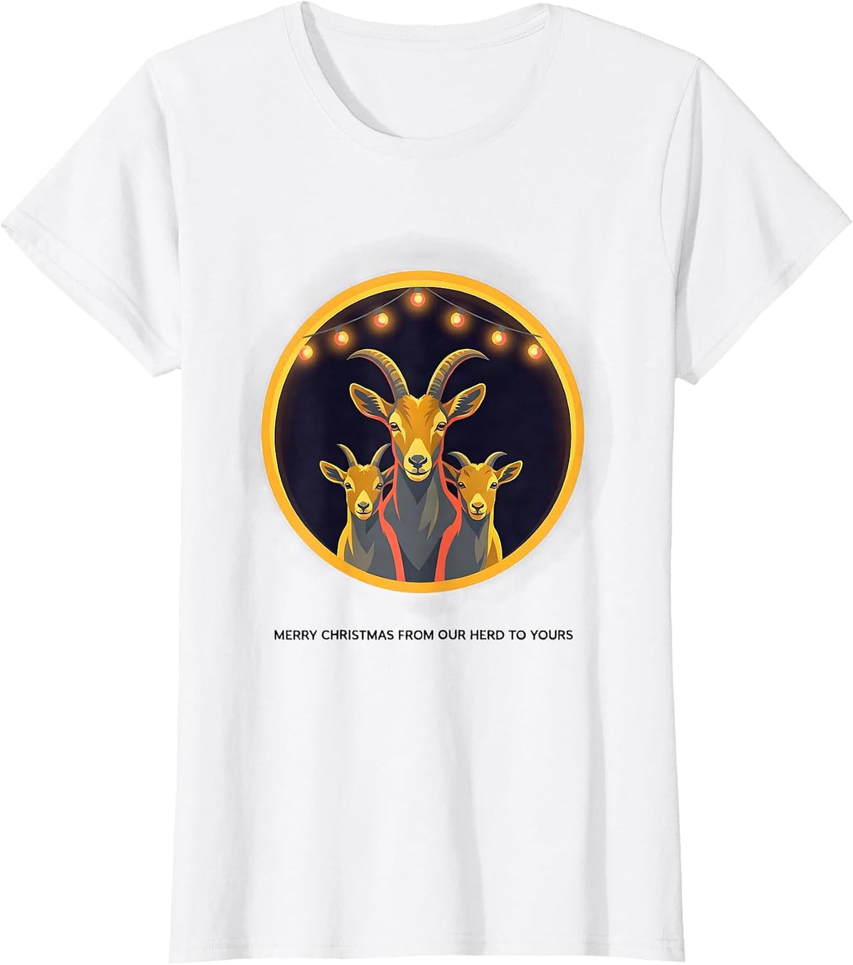 Women's Merry Christmas From Our Herd to Yours Funny Goat Lover T-Shirt - White