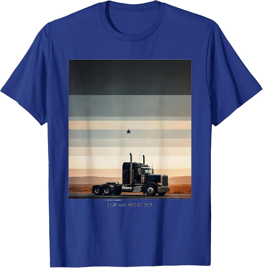 Every Mile Watched Over Patriotic Semi Truck Driver Trucker T-Shirt - Royal Blue