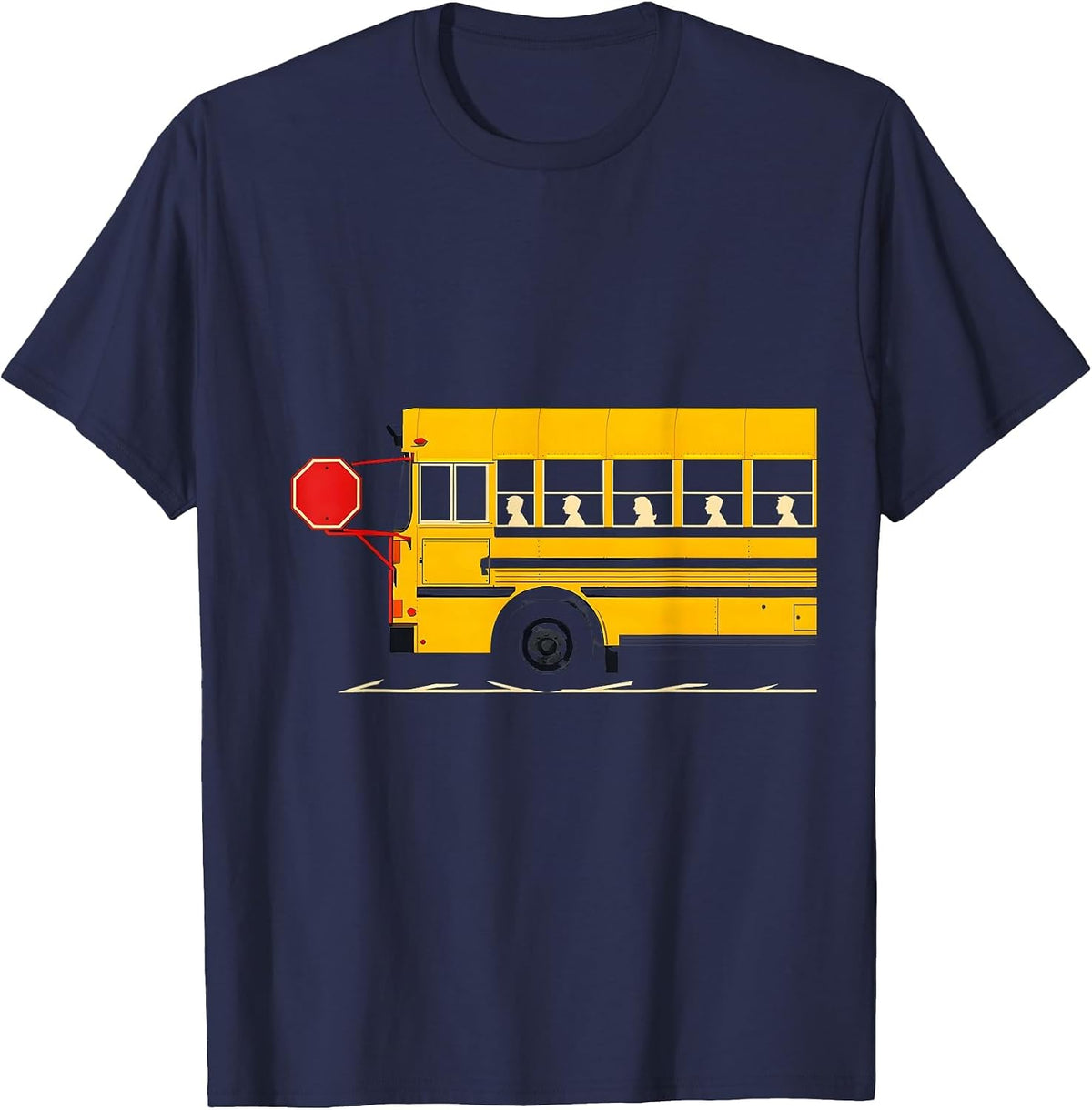Geometric School Bus Driver Appreciation Gift T-Shirt - Navy Blue