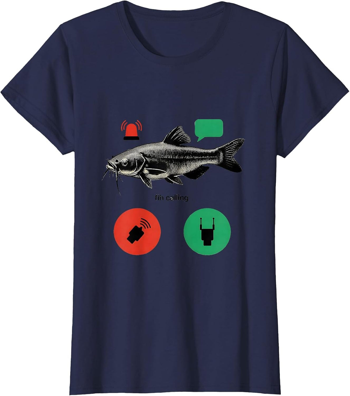 Women's fih calling Funny Fishing Meme Fisherman Gift T-Shirt - Navy Blue