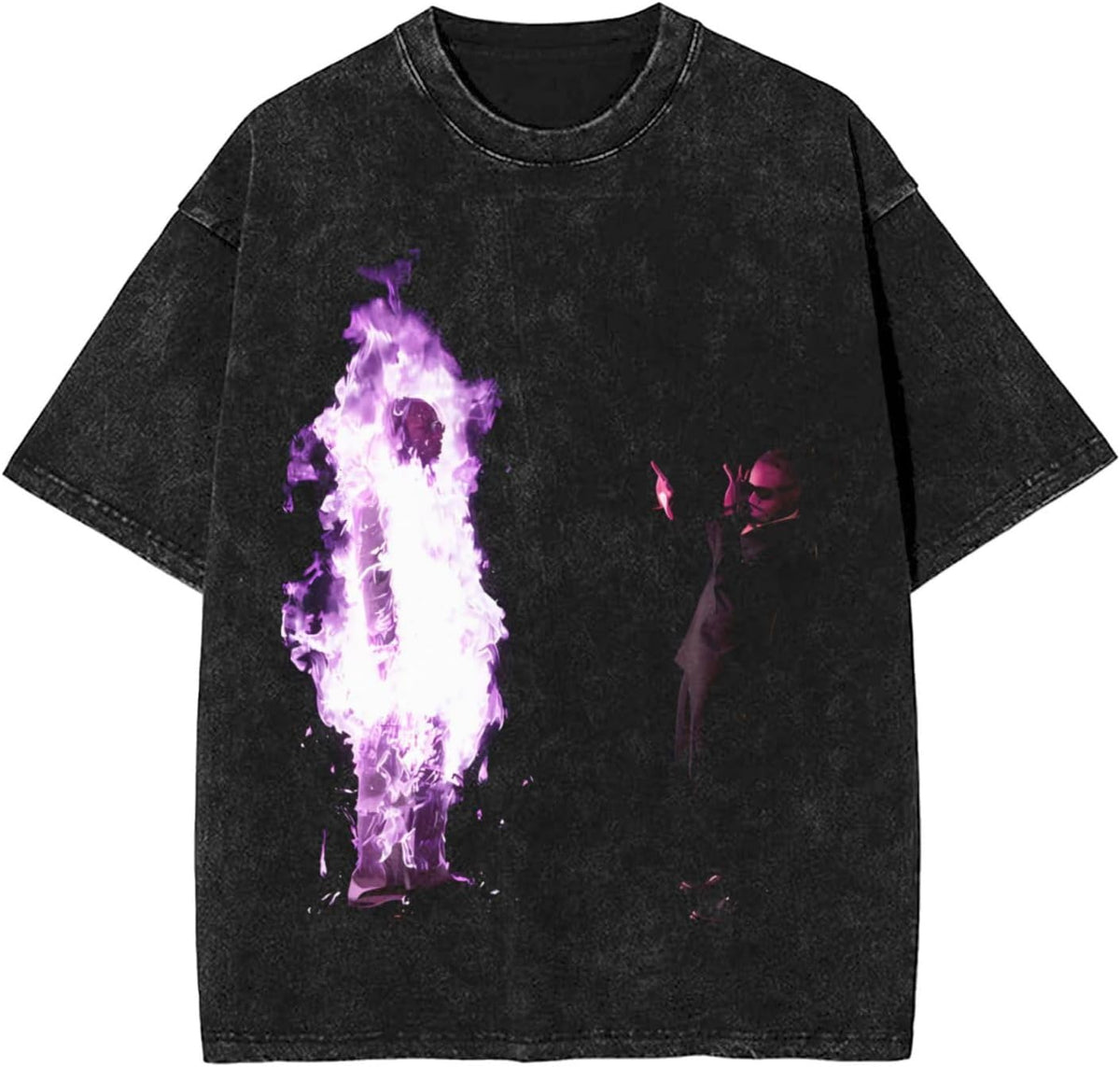 Men Novelty T-Shirt Short Sleeve Unisex Teens Cotton Shirt - Black 1