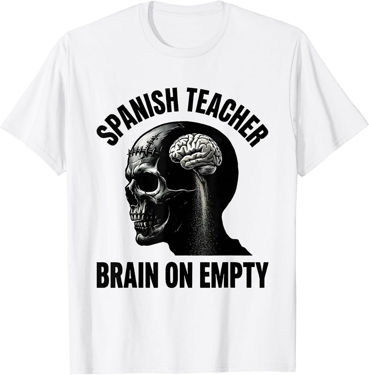 Men's Spanish Teacher Brain On Empty Funny Zombie Teacher T-Shirt - White