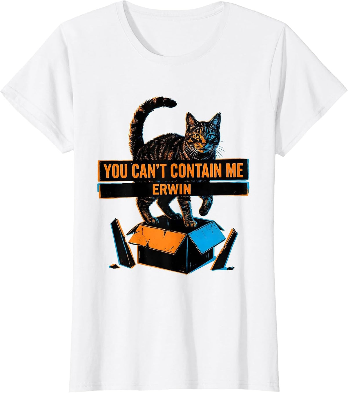 You Can't Contain Me Erwin Funny Quantum Physics Cat Lover T-Shirt - White