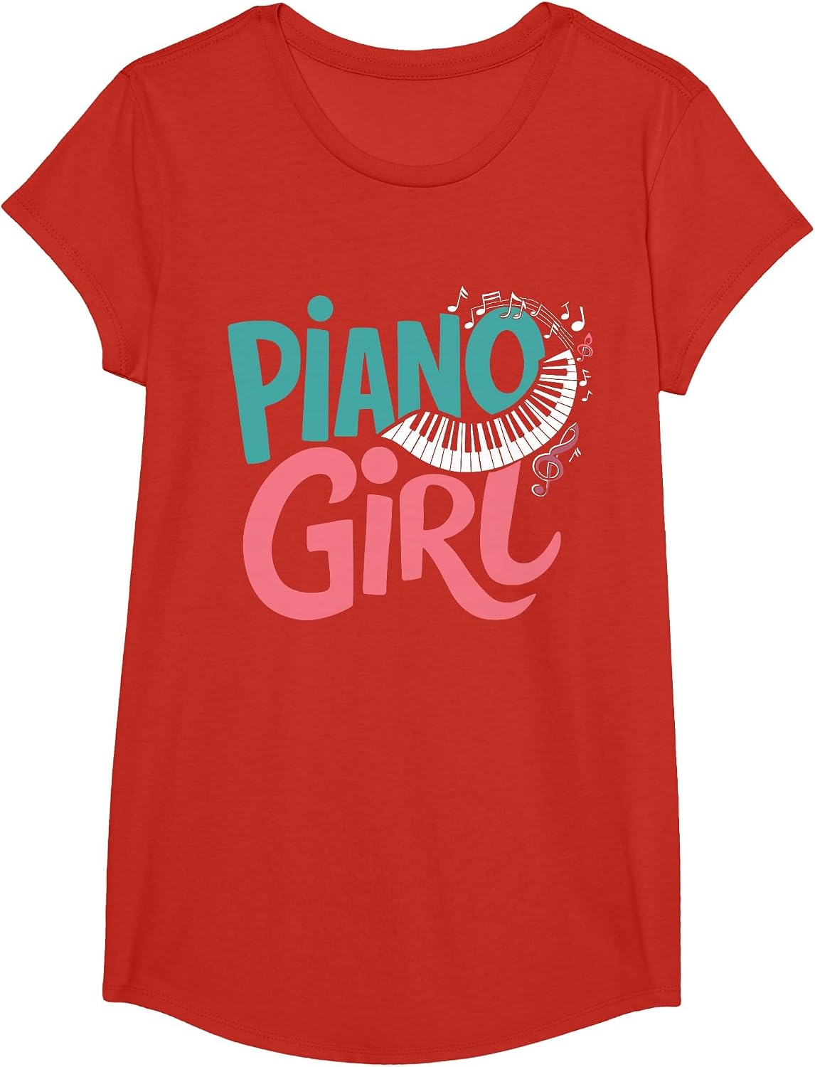 Piano Girl Pianist Music T-Shirt - Girls Red
