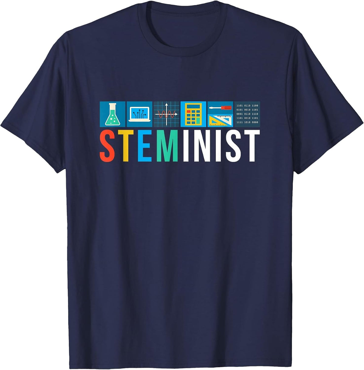 Steminist Science Technology Engineering Math STEM T-Shirt - Navy Blue