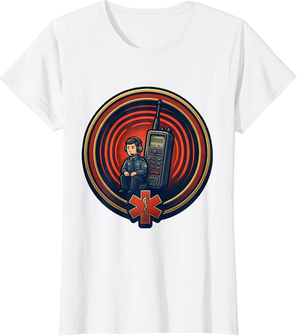 Women's Dispatcher Radio Badge EMT Paramedic Humor T-Shirt - White