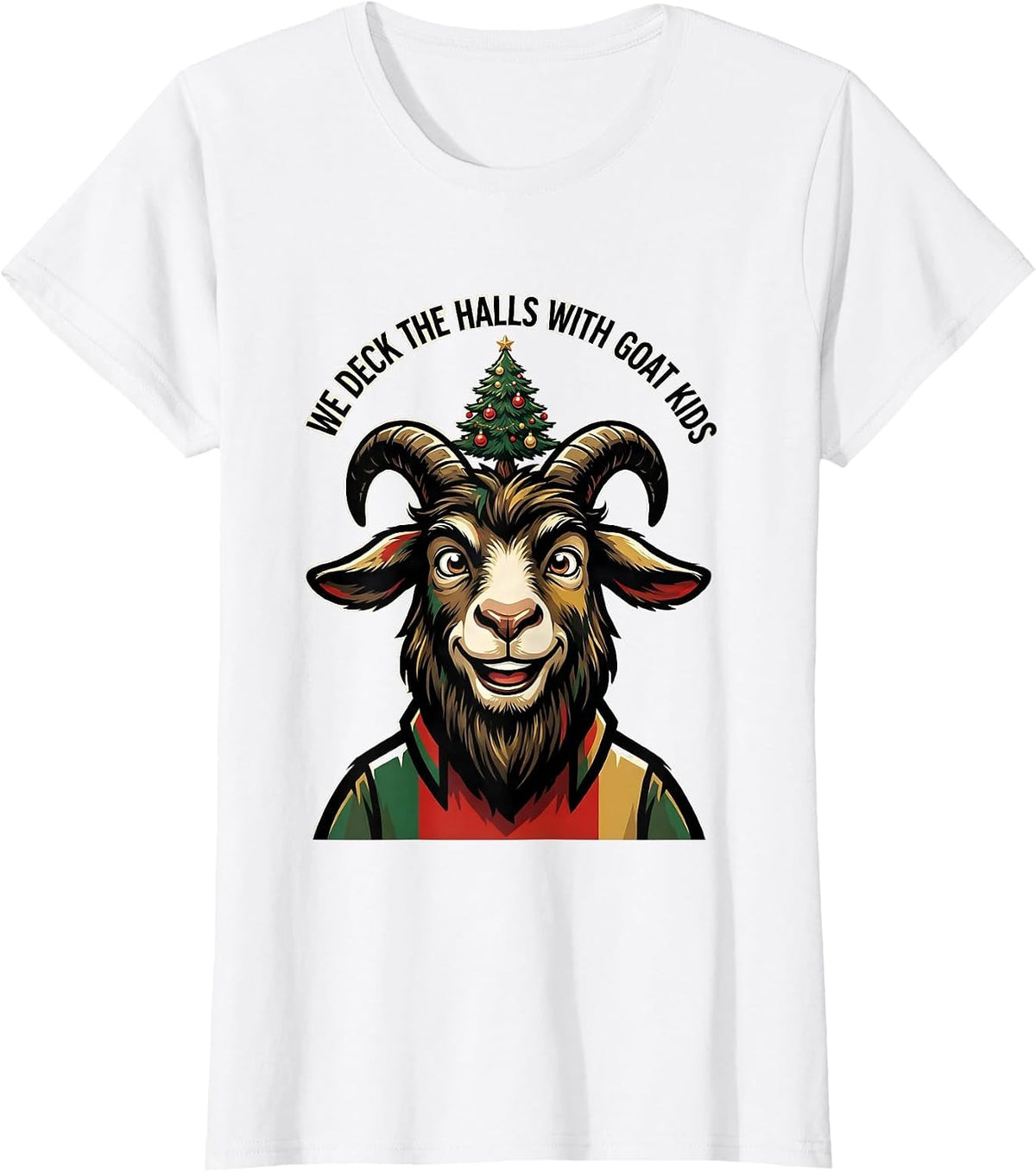 Women's We Deck the Halls With Goat Kids Funny Goat Lover Christmas T-Shirt - White