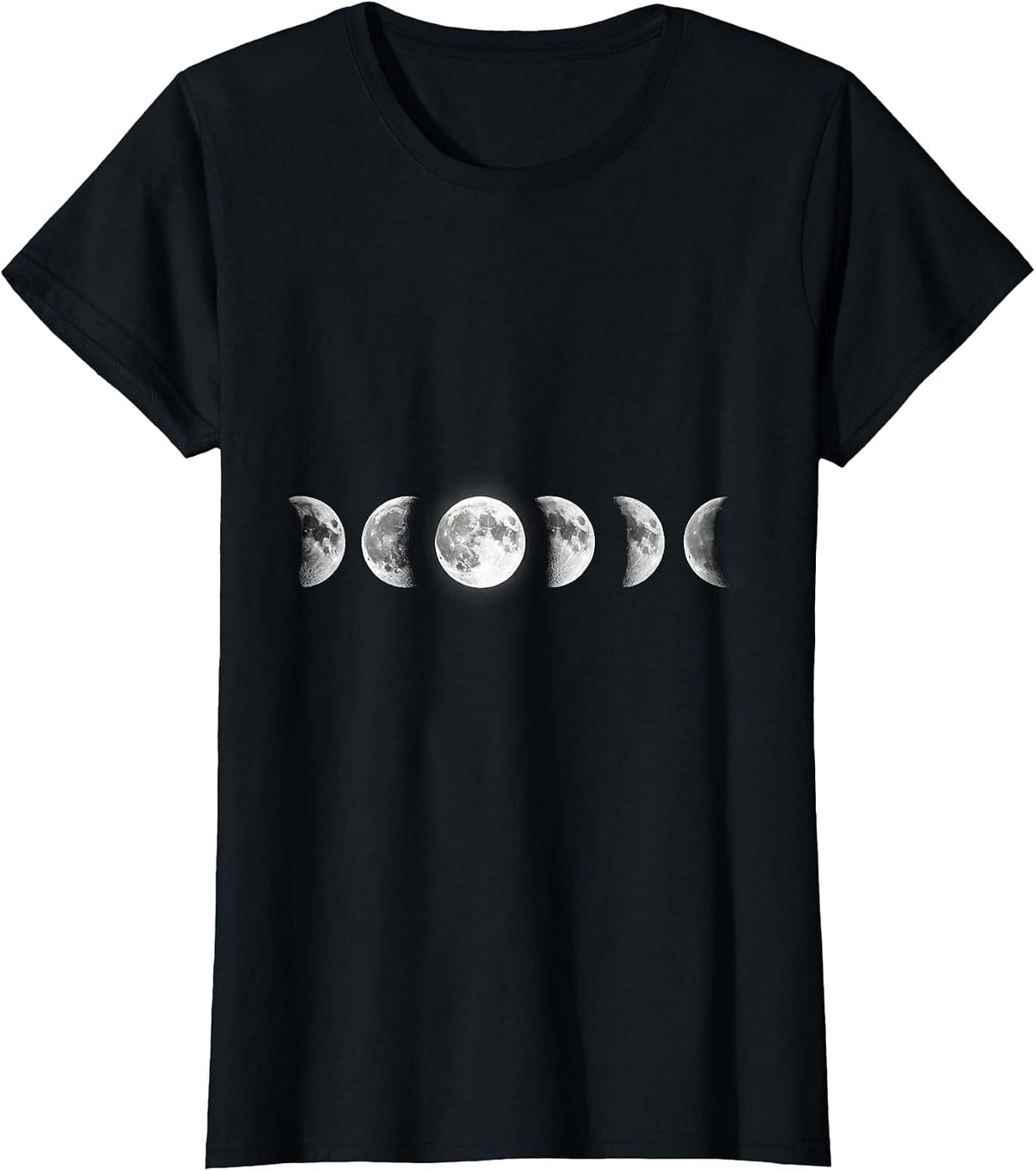 Moon Phases Celestial Astronomy Graphic Vintage Design T-Shirt - Black