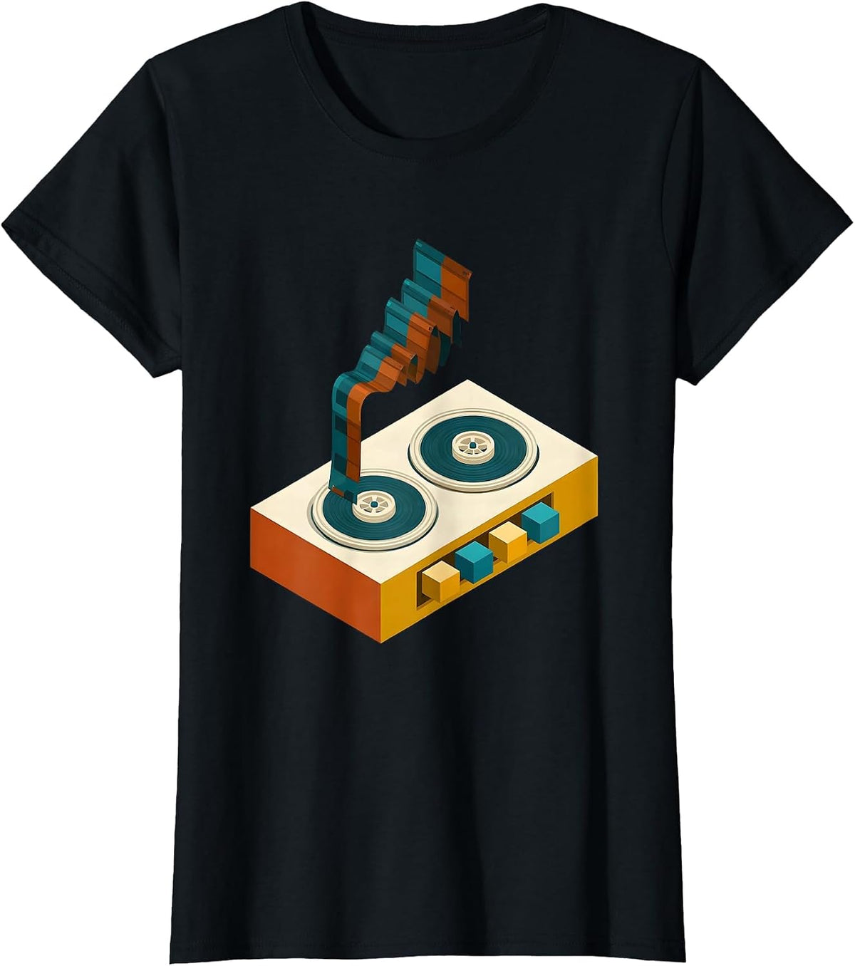 Women's Cassette Sampler Retro Hip Hop Nostalgia Streetwear T-Shirt - Black
