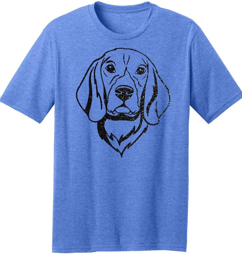 Dogline Mens Beagle Dog Lovers Glitter Graphic Tee Shirt - Heather Royal