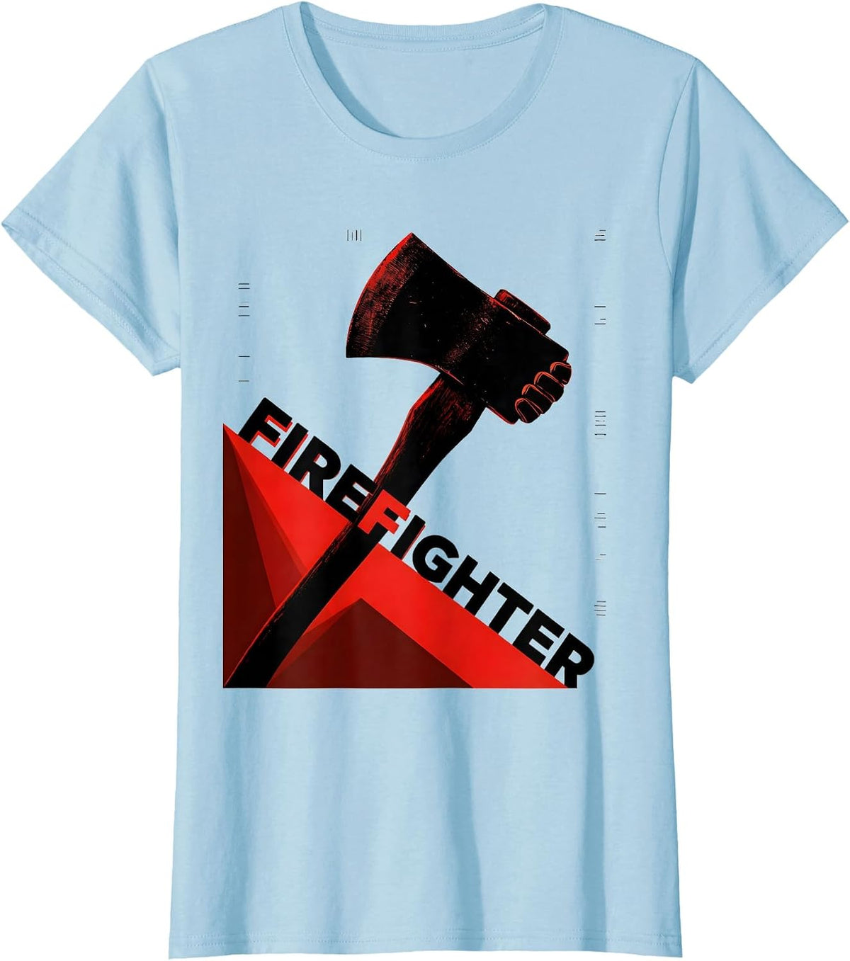 Firefighter Constructivist Poster Art Fire Department Pride T-Shirt - Baby Blue