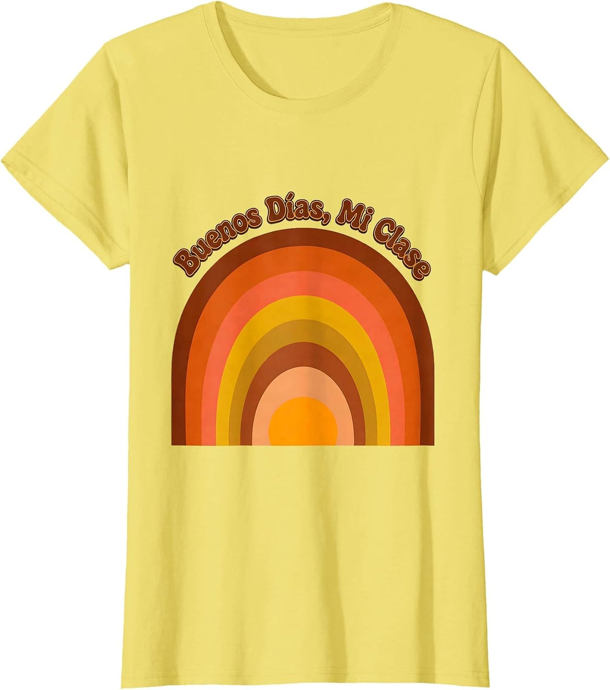 Buenos Días Mi Clase Retro 70s Spanish Teacher Back T-Shirt - Lemon Yellow