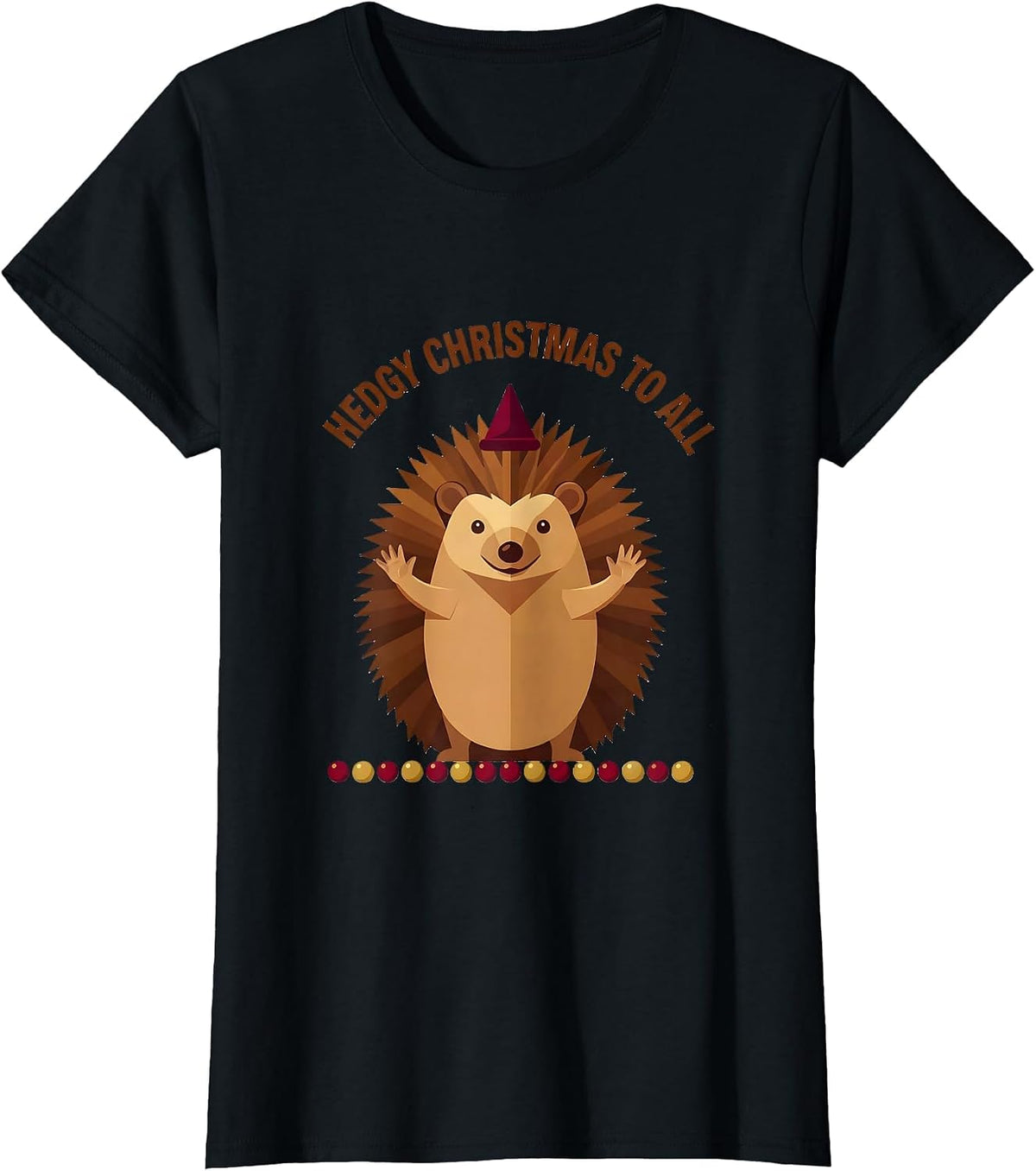 Women's Hedgy Christmas To All Cute Hedgehog Animal Lover Holiday T-Shirt - Black