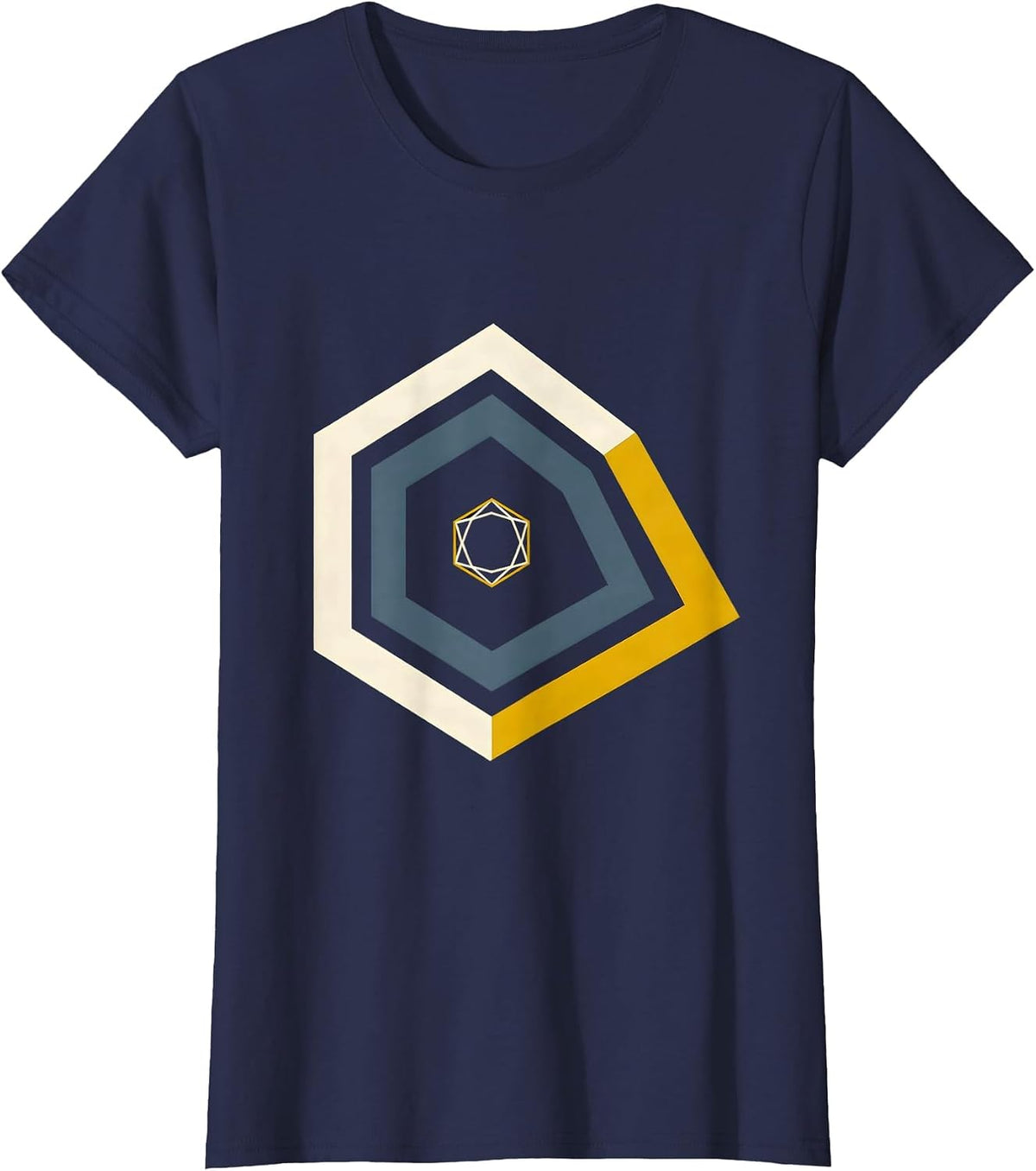 Women's Nested Gold Line 911 Dispatcher First Responder Tribute T-Shirt - Navy Blue