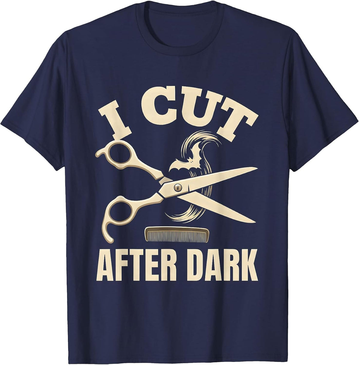 Men's I Cut After Dark Silly Skeleton Halloween Hairstylist Barber T-Shirt - Navy Blue