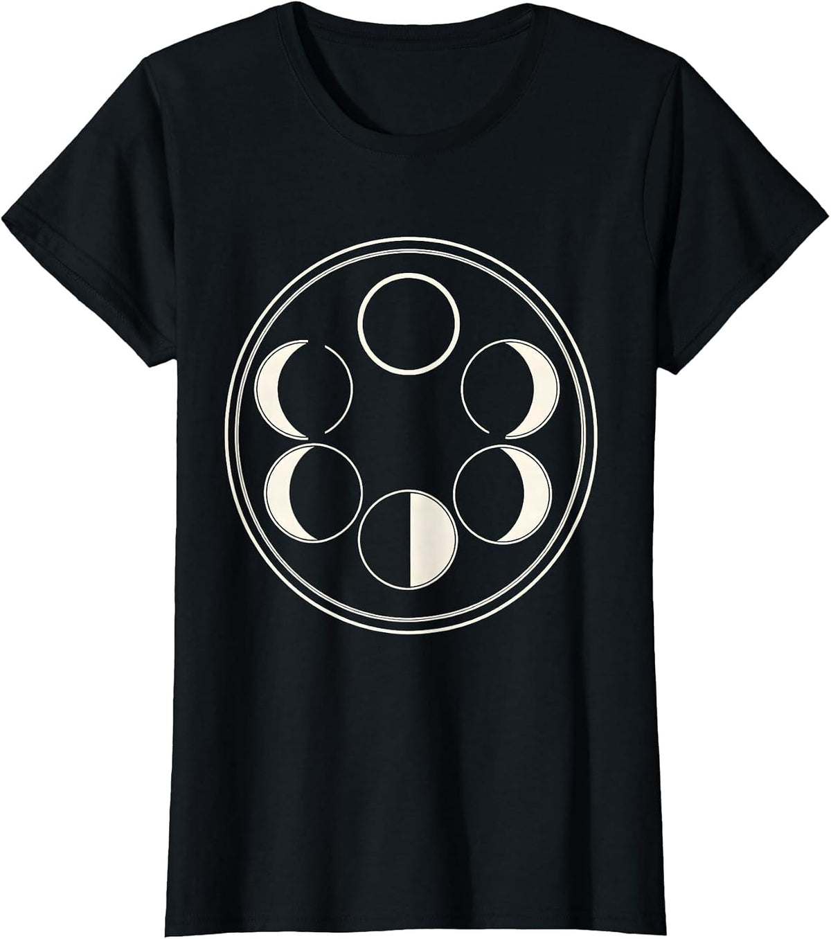 Women's Moon Phase Lunar Cycle Astronomy Celestial Gift T-Shirt - Black
