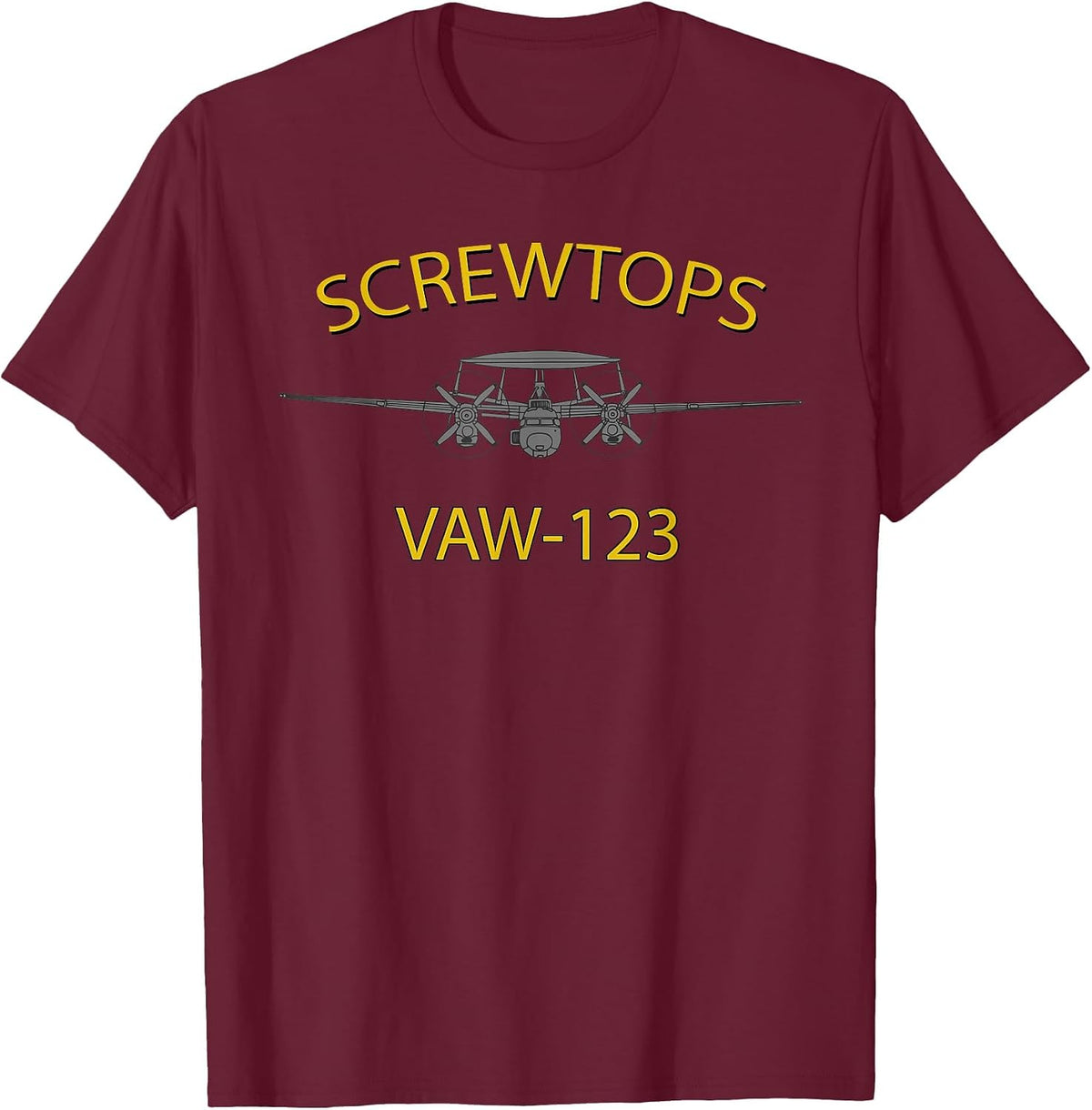 VAW-123 Hawkeye T-Shirt Screwtops Squadron E-2 T-Shirt - Burgundy
