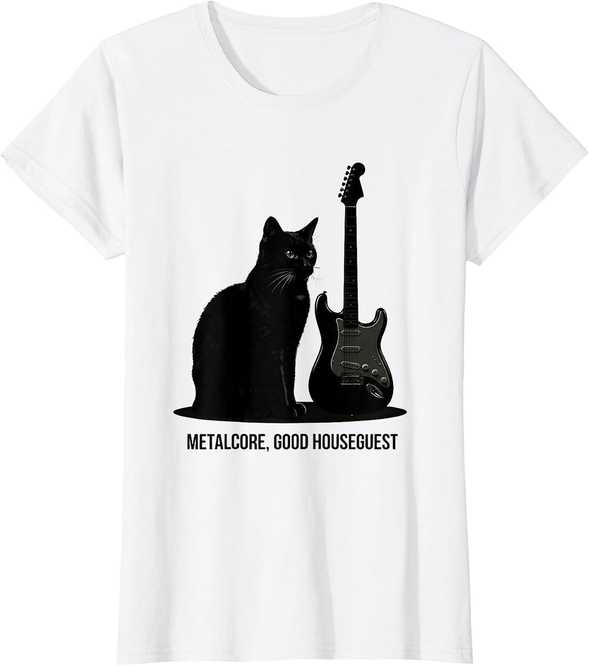 Metalcore, Good Houseguest Funny Metal Fan Heavy Metal Humor T-Shirt - White